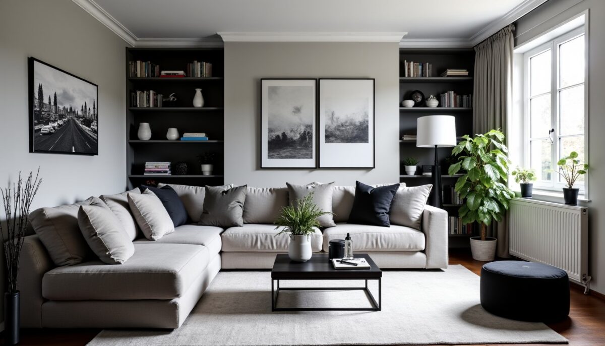 Décoration salon noir, gris et blanc : astuces pour sublimer votre canapé