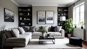 Décoration salon noir, gris et blanc : astuces pour sublimer votre canapé